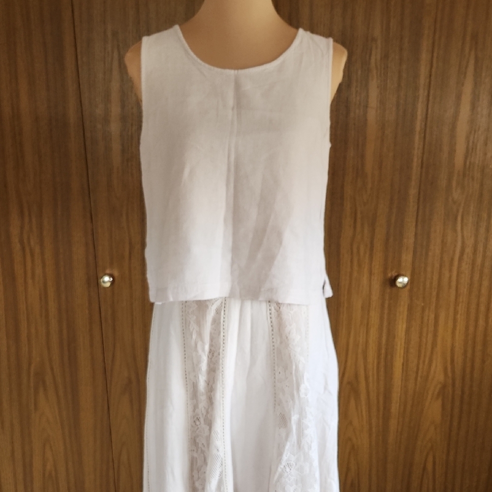 Coldwater Creek Cream Lace Midi Skirt With Sleeveless Top